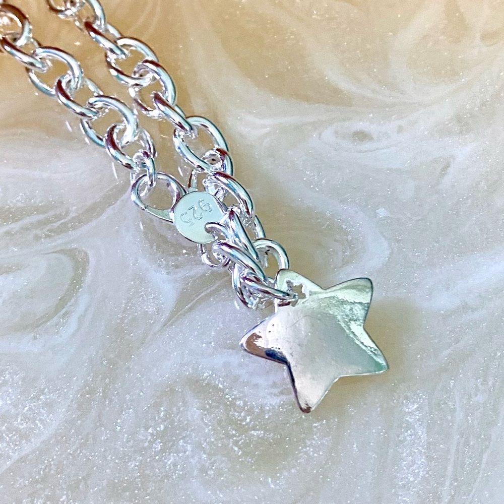 Sterling Silver Star Charm Link Bracelet - Picture 3 of 6